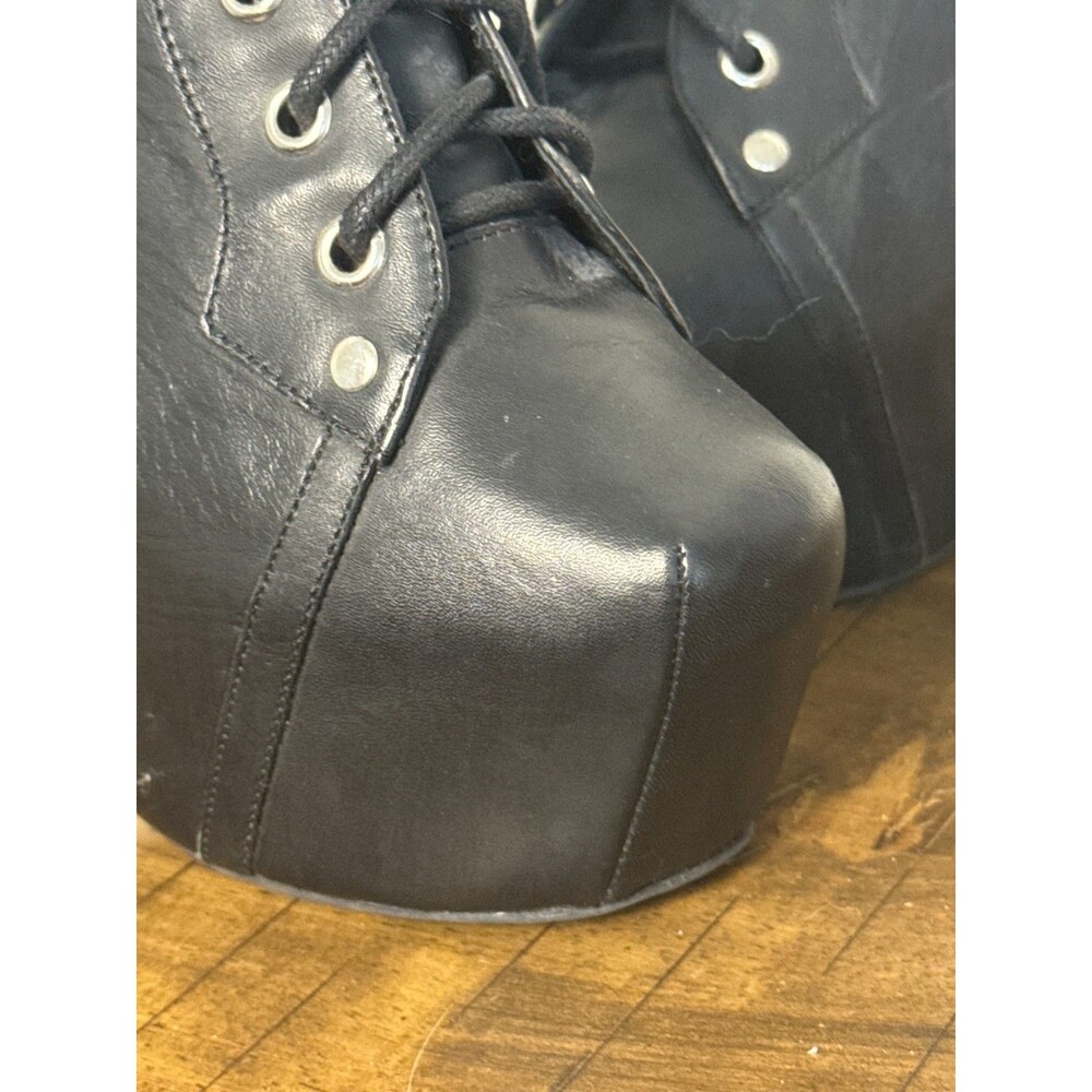 Rare Jeffrey Campbell Havana Last SPIKE Black Leather Spiked Platform Boots 7.5 - Picture 2 of 15
